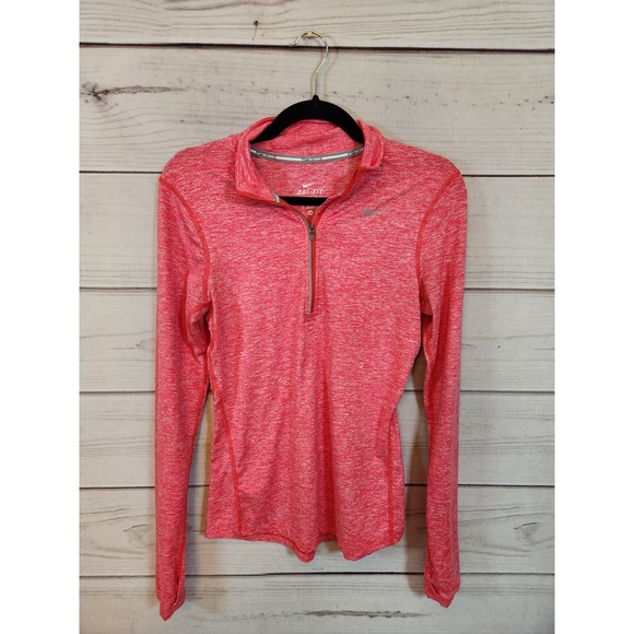 Nike Women's Red Dri Fit 1/2 Zip‎ Long Sleeve Running Pullover Top Size XS - Picture 1 of 6